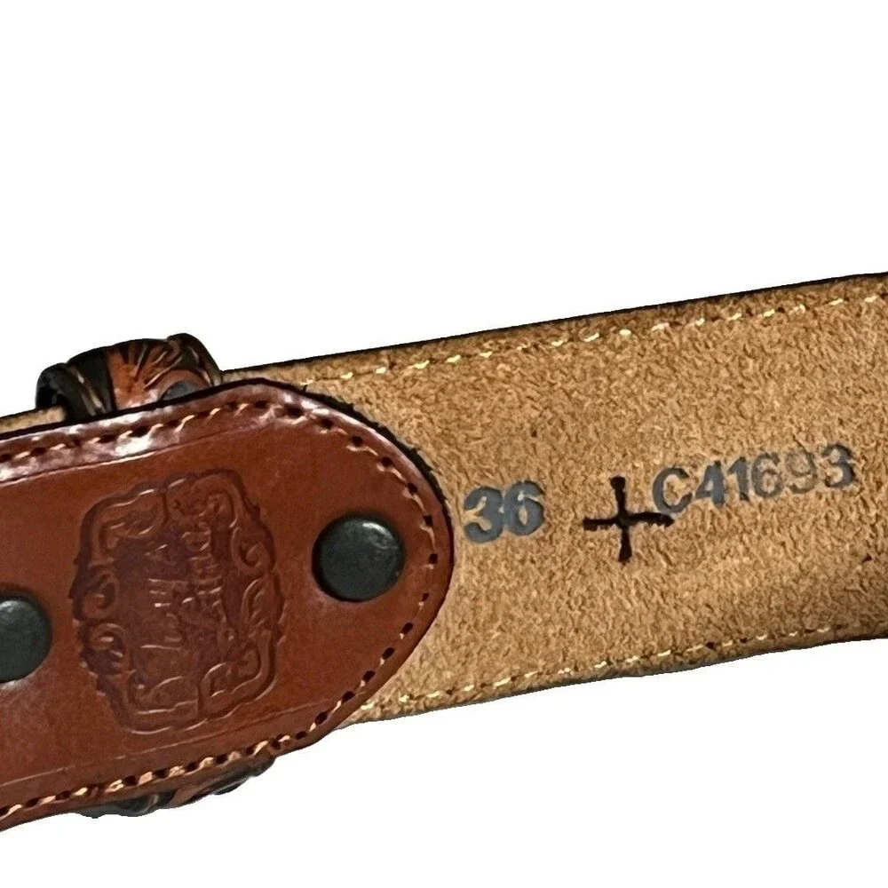 Tony Lama C41693 Brown /Black Western Cowboy Leather Belt Men's 36